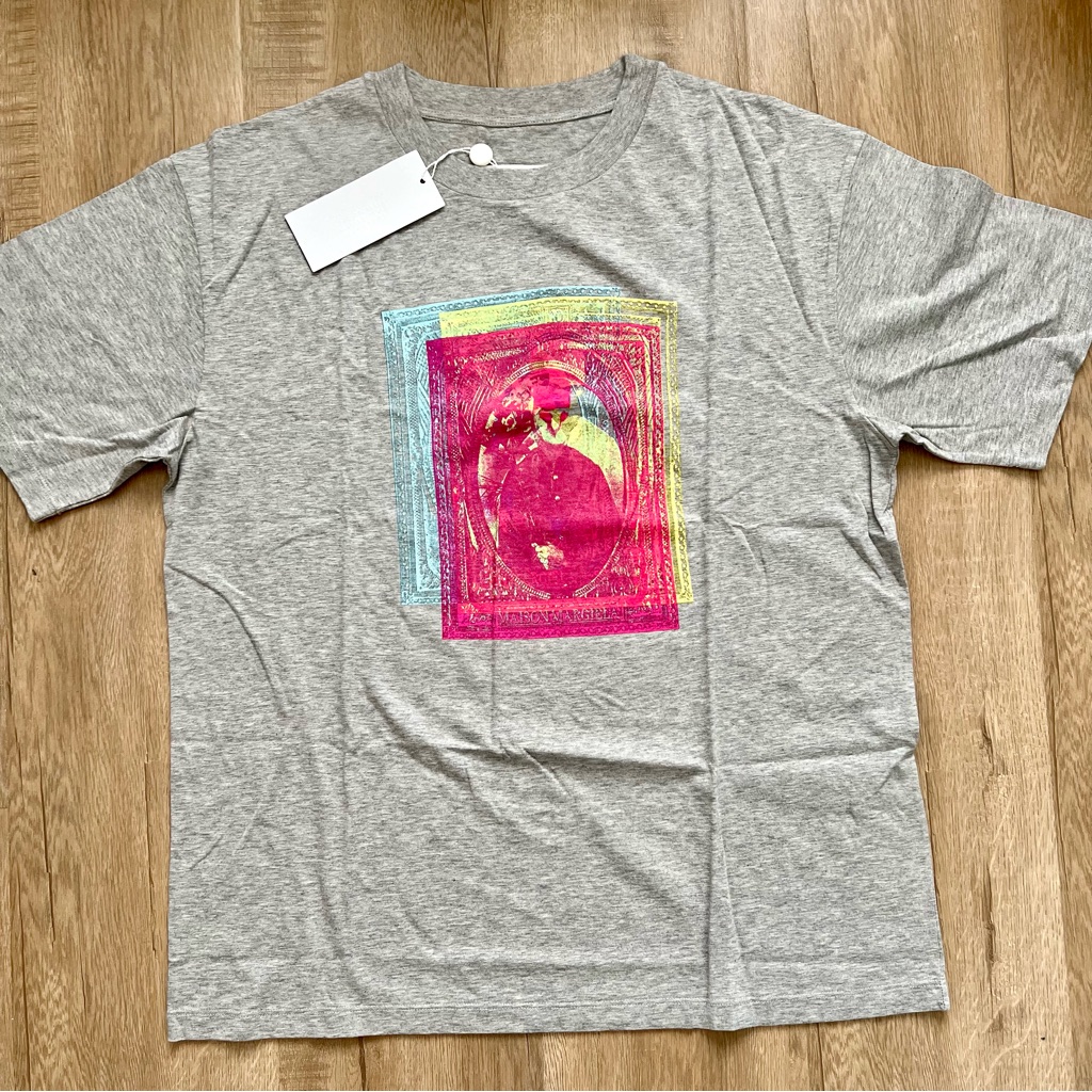 Maison Margiela S50gc0649 Frame Print Short Sleeve Shirt Gray/Pink Size It 46